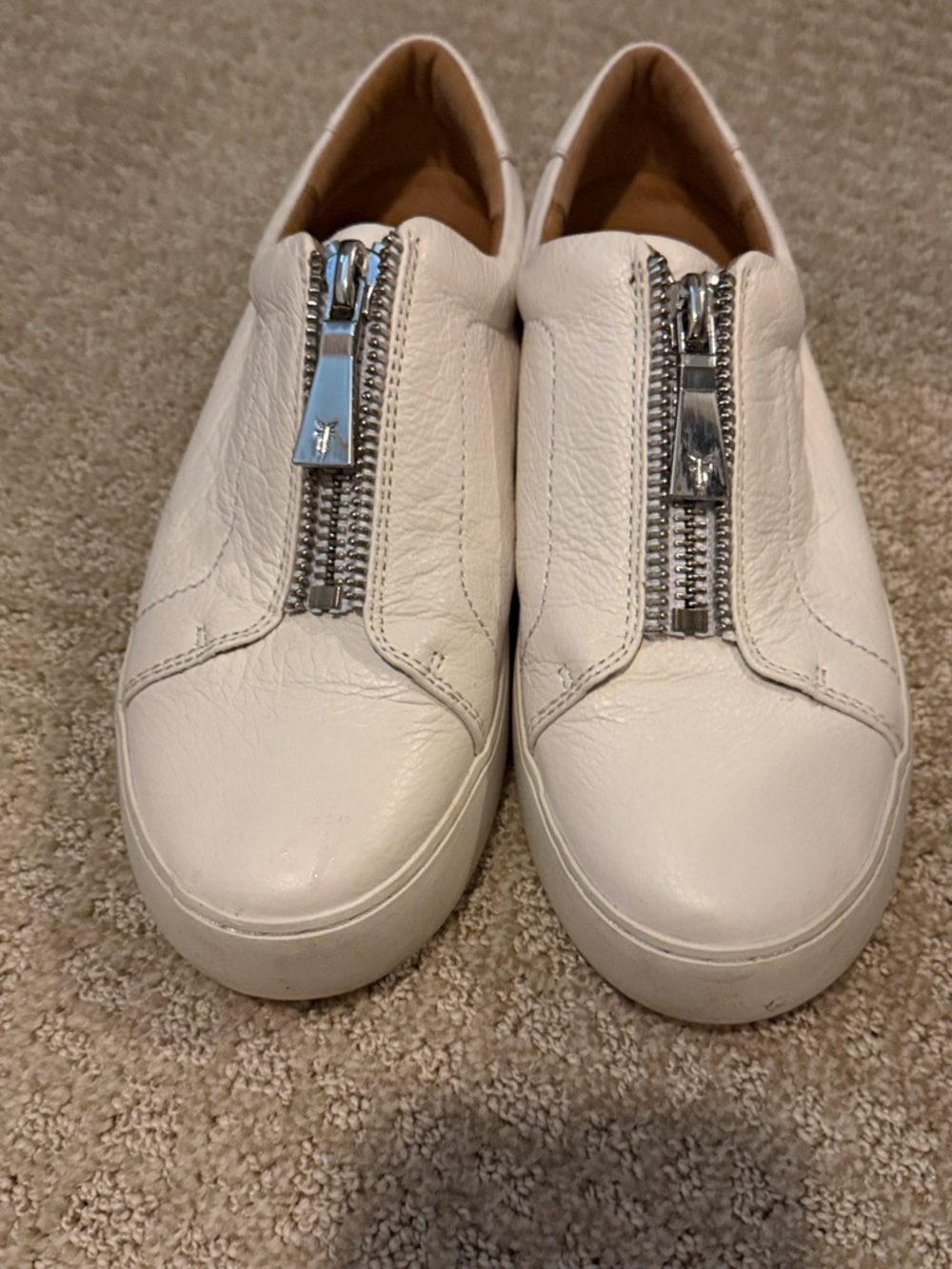 Frye White Leather Lena Zip Platform Sneaker - Picture 7 of 9